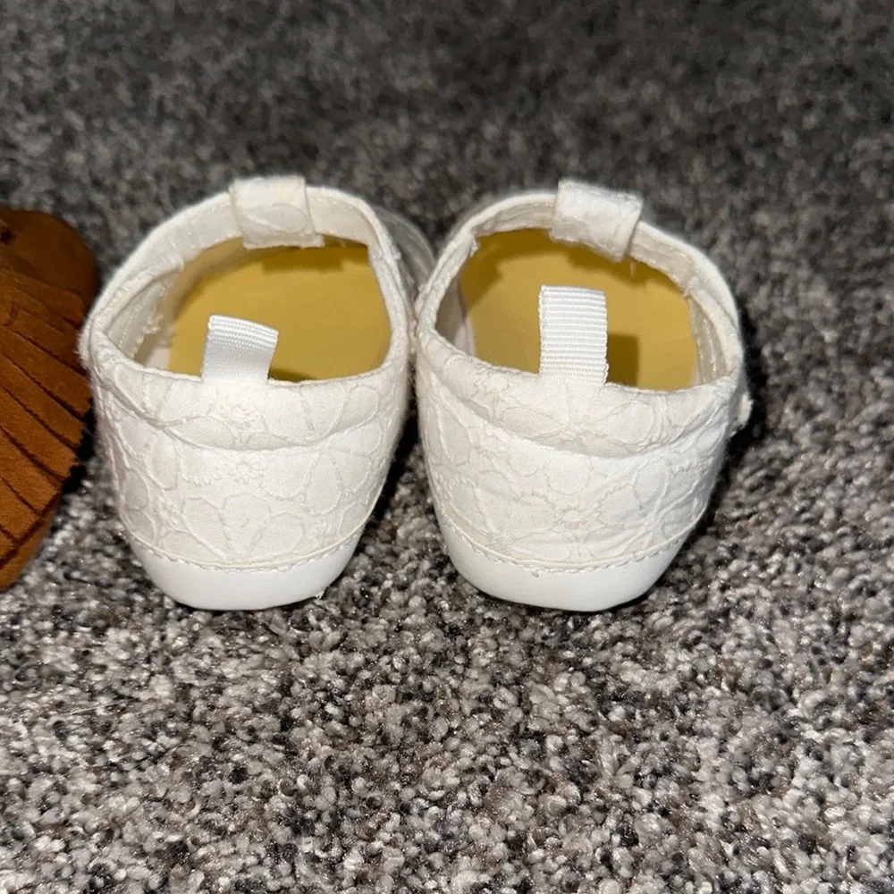 Brown Fringe Baby Moccasins & White Floral Baby Shoes